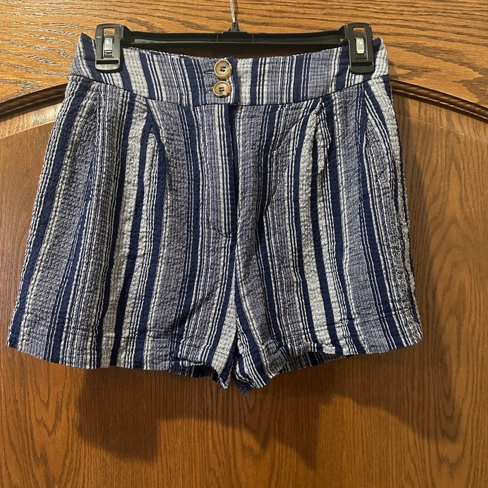 Harper Heritage Striped High Waist Button Front Shorts Size S‎